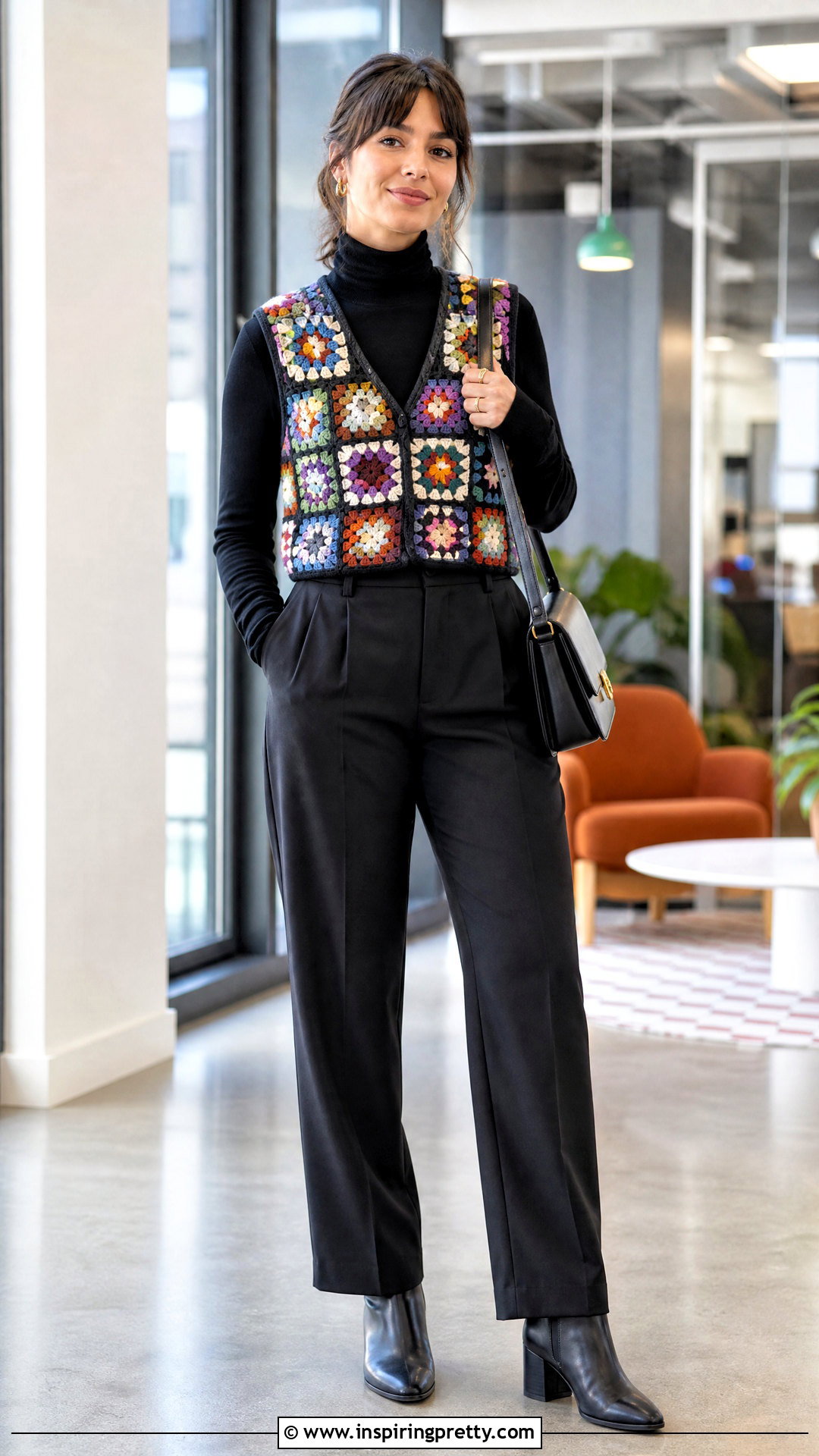Crochet Granny Square Top Over A Turtleneck - 50 crochet granny square top outfit ideas