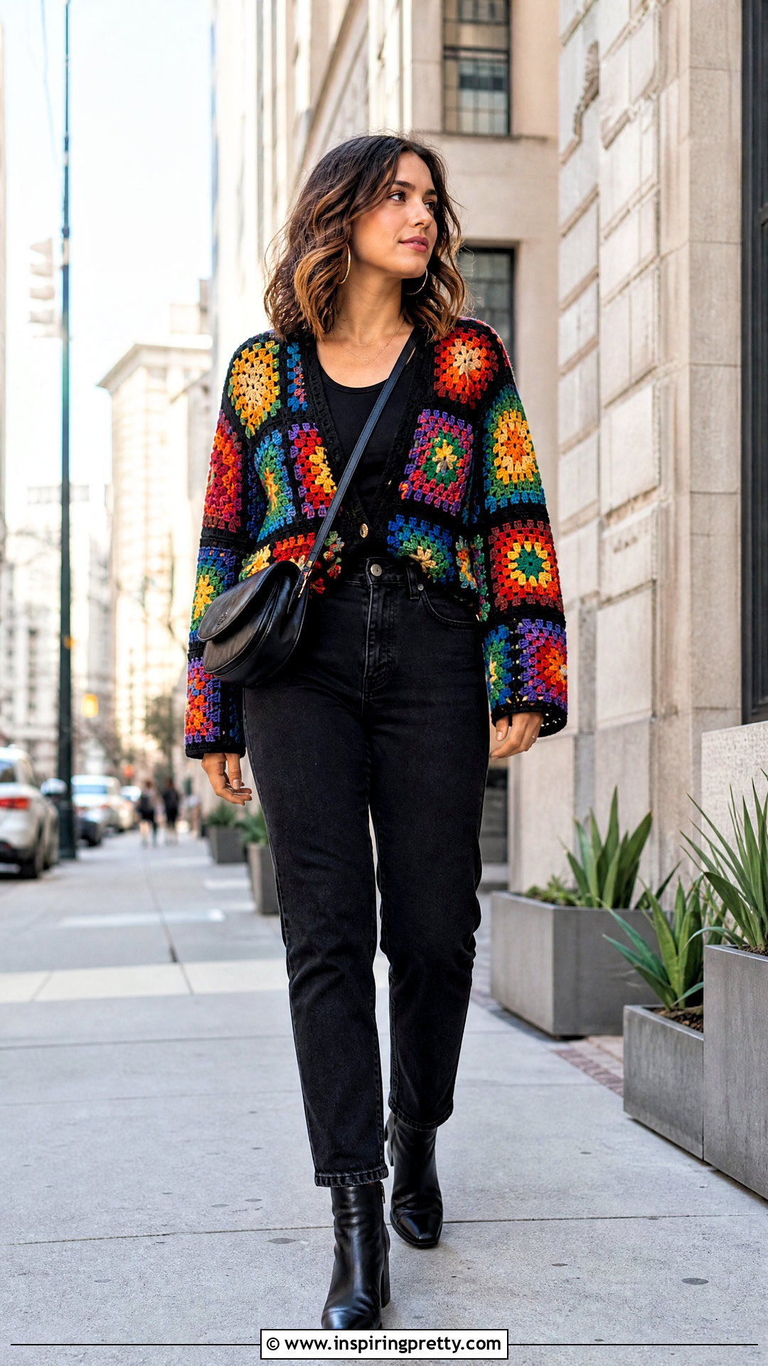 Crochet Granny Square Top With Black Jeans - 50 crochet granny square top outfit ideas