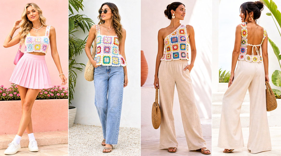 25 Crochet Granny Square Tops for Women to Wear This Summer
