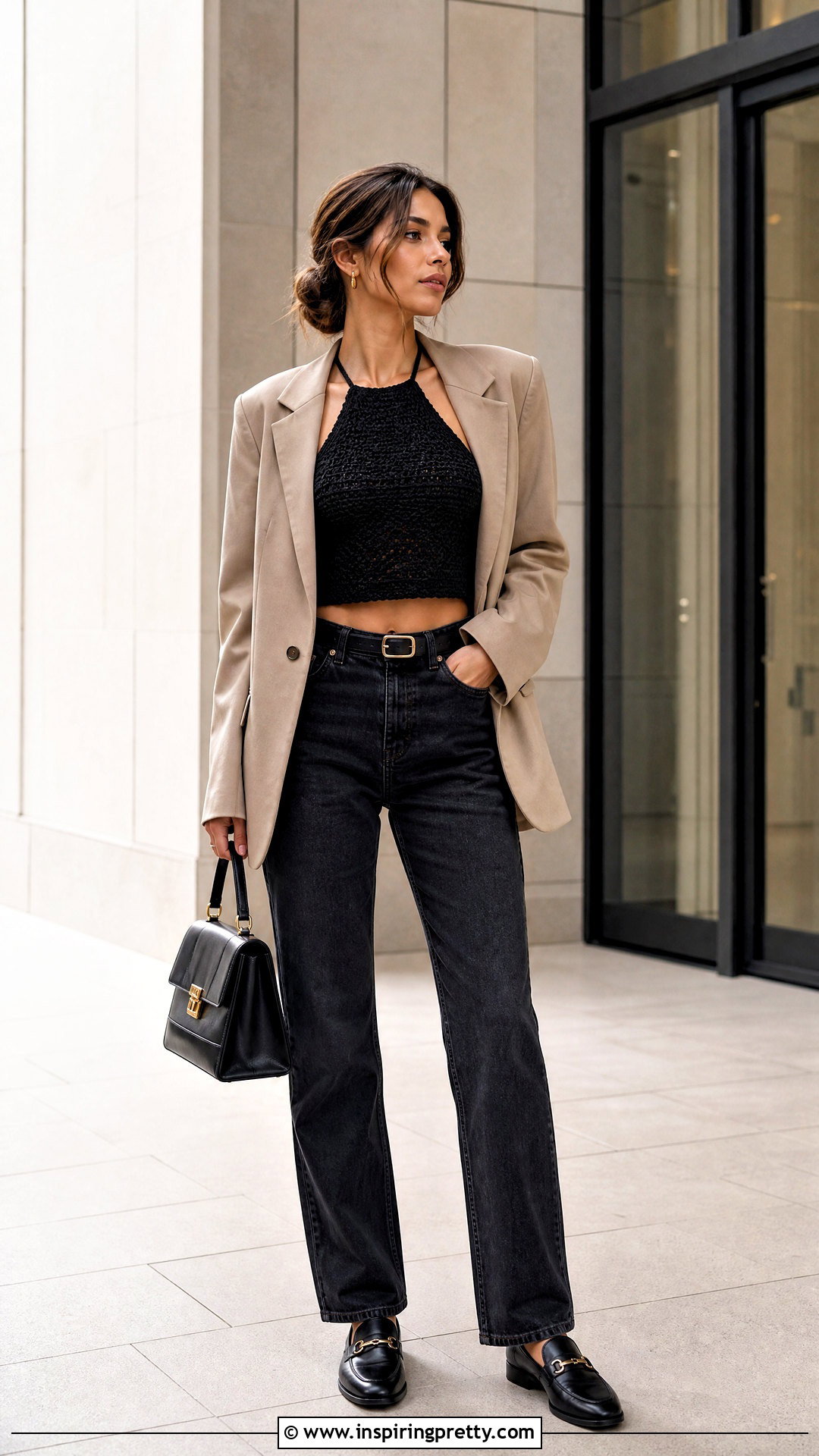 Crochet Halter Top With Blazer And Jeans - 25 Simple Crochet Halter Top outfit ideas