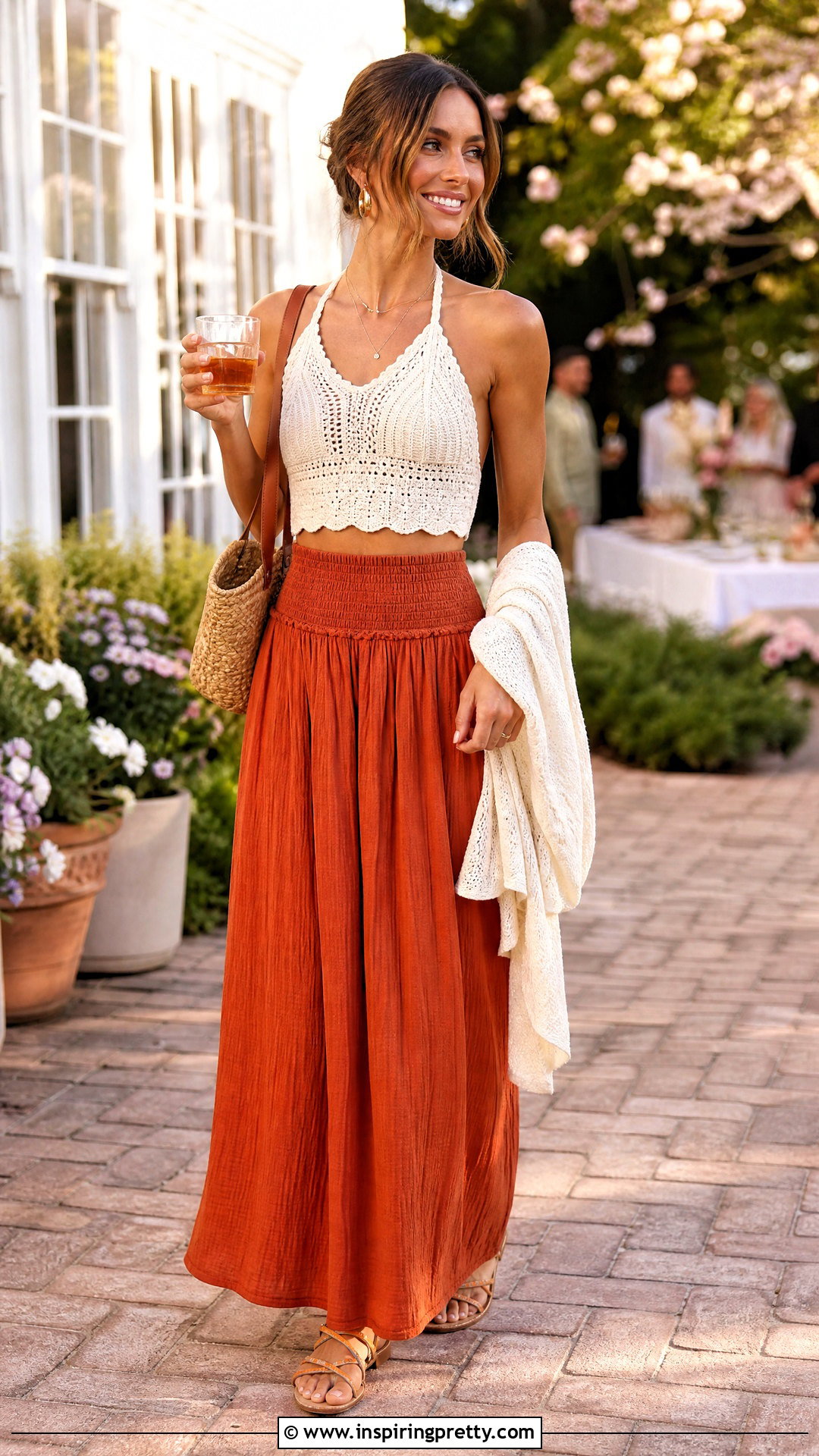 Crochet Halter Top With Maxi Skirt - 25 Crochet Top For Spring outfit ideas