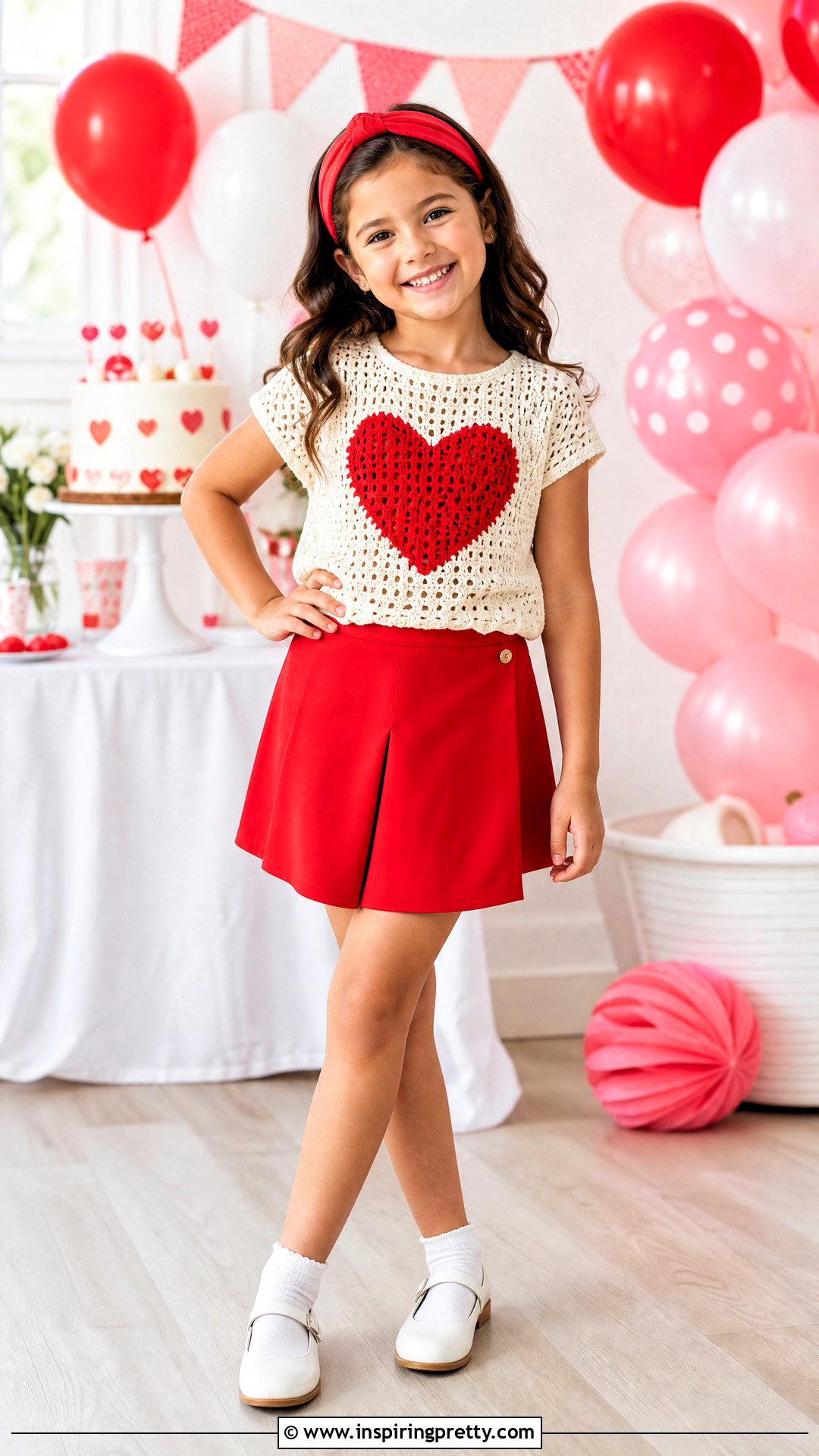 Crochet Heart Top With Red Skirt - 50 crochet top for kids