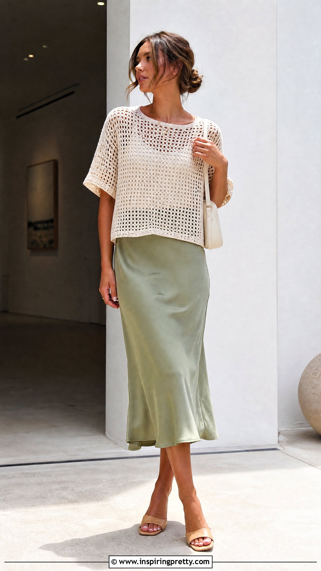 Crochet Holey Top With Slip Skirt - 25 Crochet Holey Top outfit ideas
