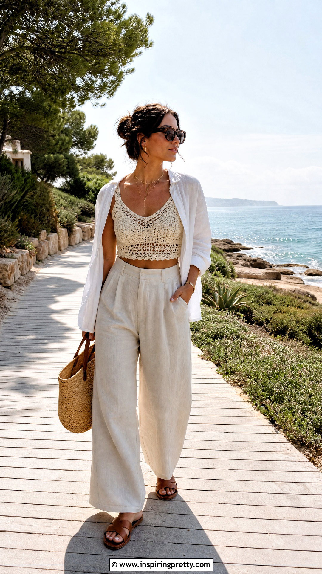 Crochet Knit Crop Top With Wide Leg Pants - 20 Knitted Crop Tops On Hangers