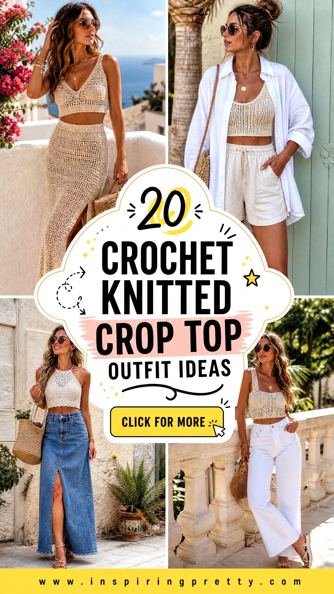 20 Crochet Knitted Crop Top Outfit Ideas for Summer Style - 20 Crochet Knitted Crop Top Outfit Ideas for Summer Style