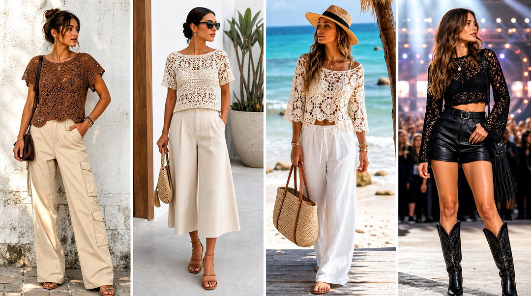 50 Crochet Lace Top Outfit Ideas for Romantic Summer Style