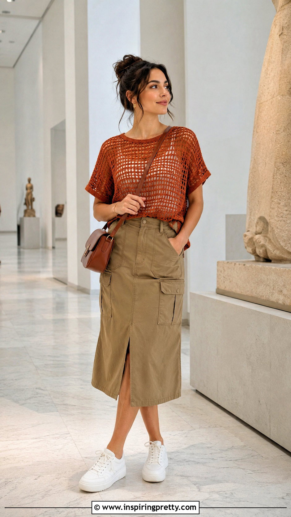 Crochet Mesh T Shirt With Utility Skirt - 50 mesh top crochet ideas