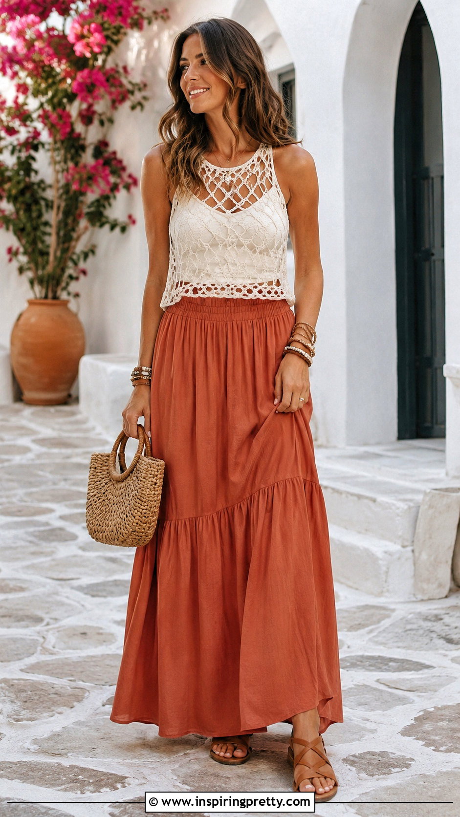 Crochet Mesh Tank Top With Maxi Skirt - 50 mesh top crochet ideas