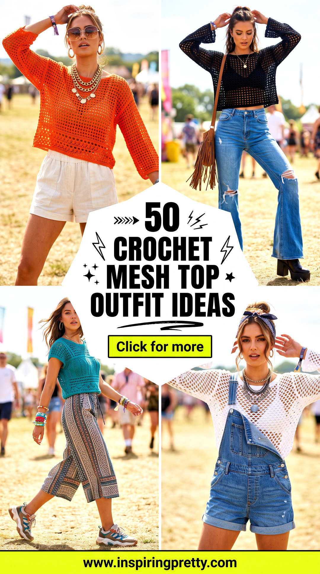 50 Crochet Mesh Top Outfit Ideas for Edgy Festival Style - 50 Crochet Mesh Top Outfit Ideas for Edgy Festival Style