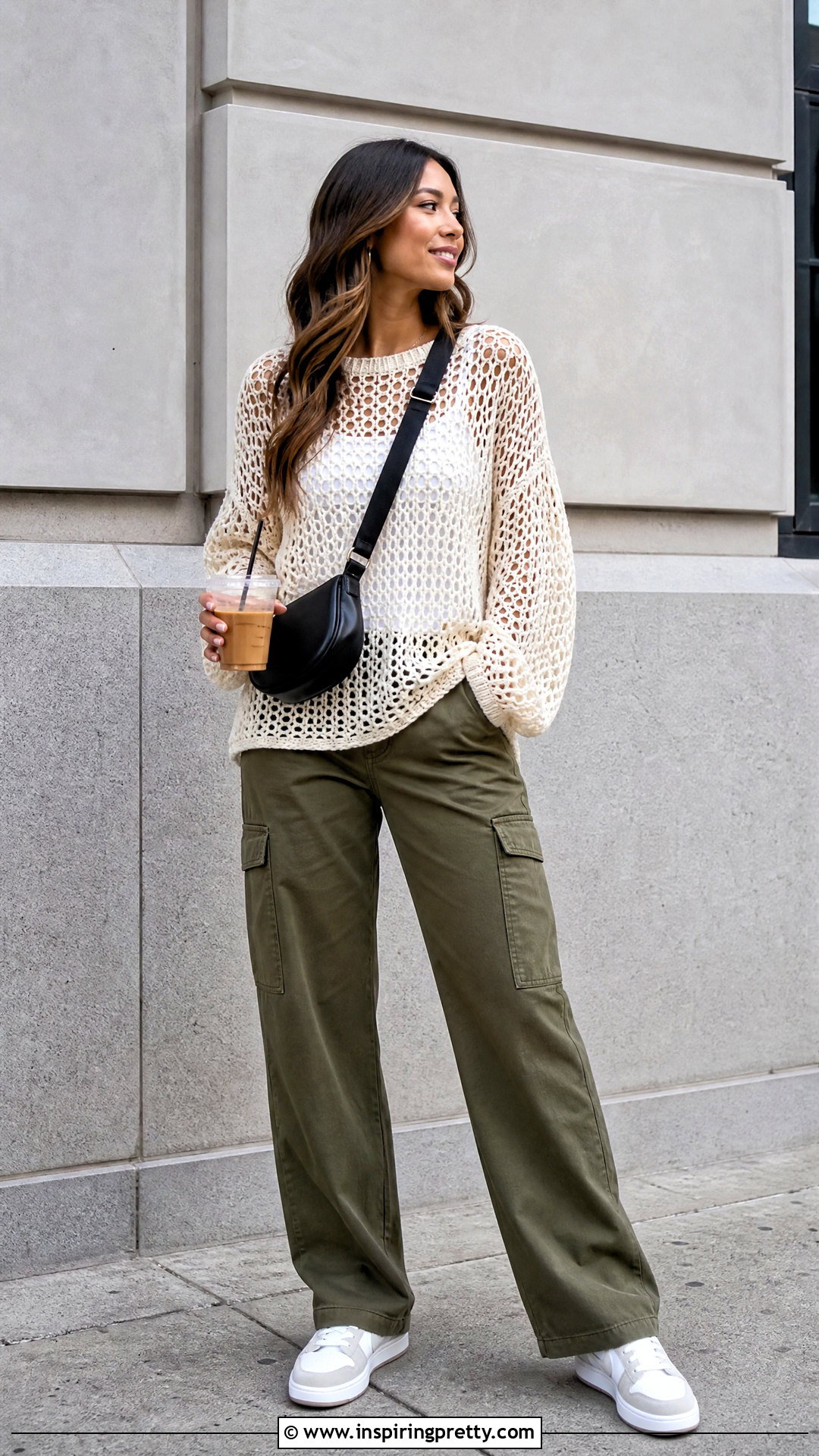 Crochet Mesh Top With Cargo Pants - 20 handmade crochet top design ideas