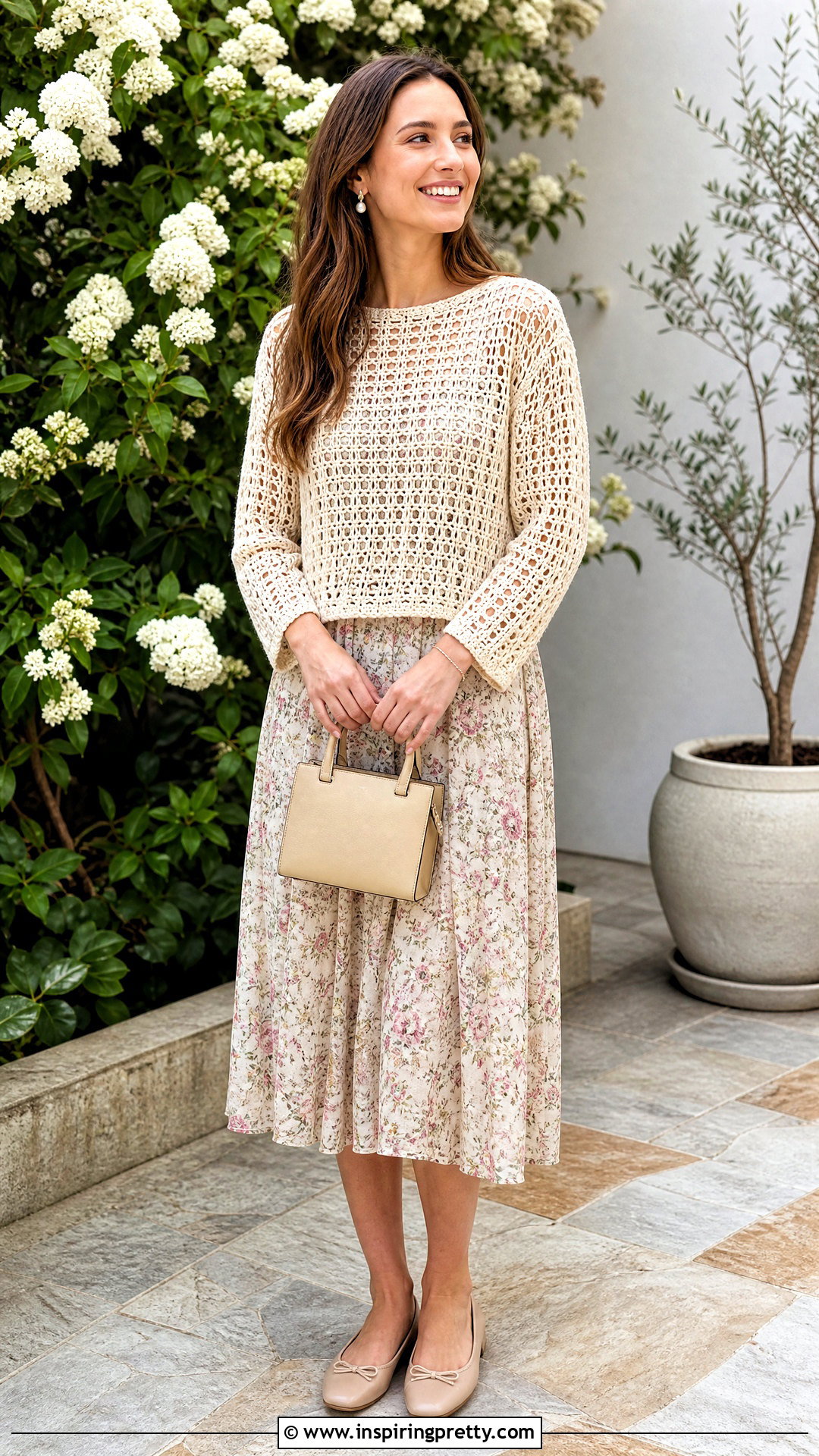 Crochet Mesh Top With Floral Midi Dress - 50 crochet mesh top outfit ideas