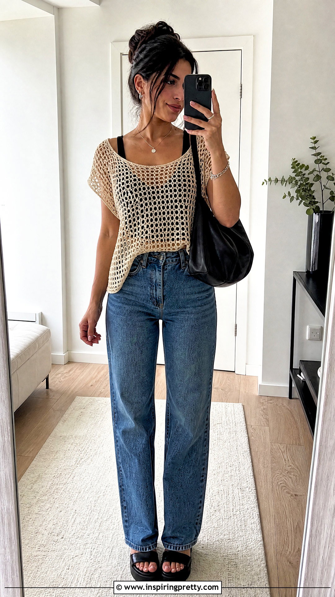 Crochet Mesh Top With Layered Tank - 20 crochet tops on hangers