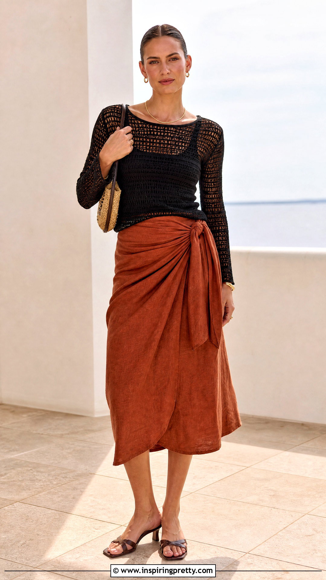 Crochet Mesh Top With Wrap Skirt - 50 crochet mesh top outfit ideas