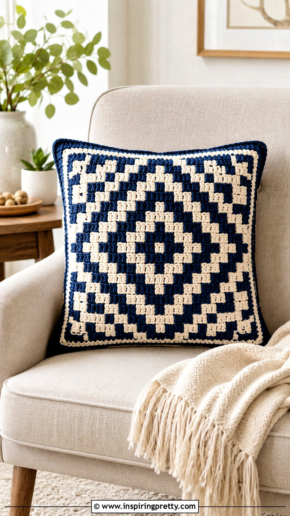 Crochet Mosaic Pillow Cover With Chart - 50 top croche com grafico ideas