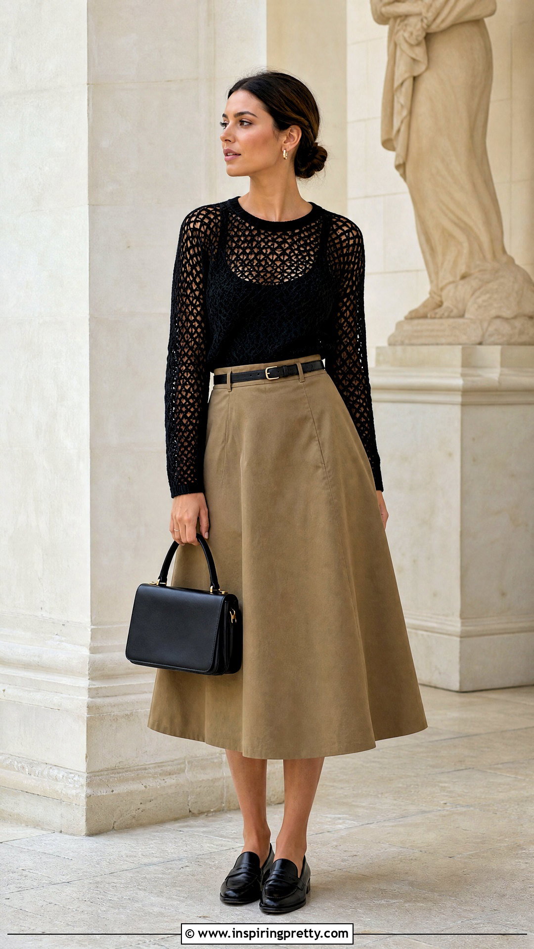 Crochet Net Top With A Line Midi Skirt - 50 crochet net top outfit ideas