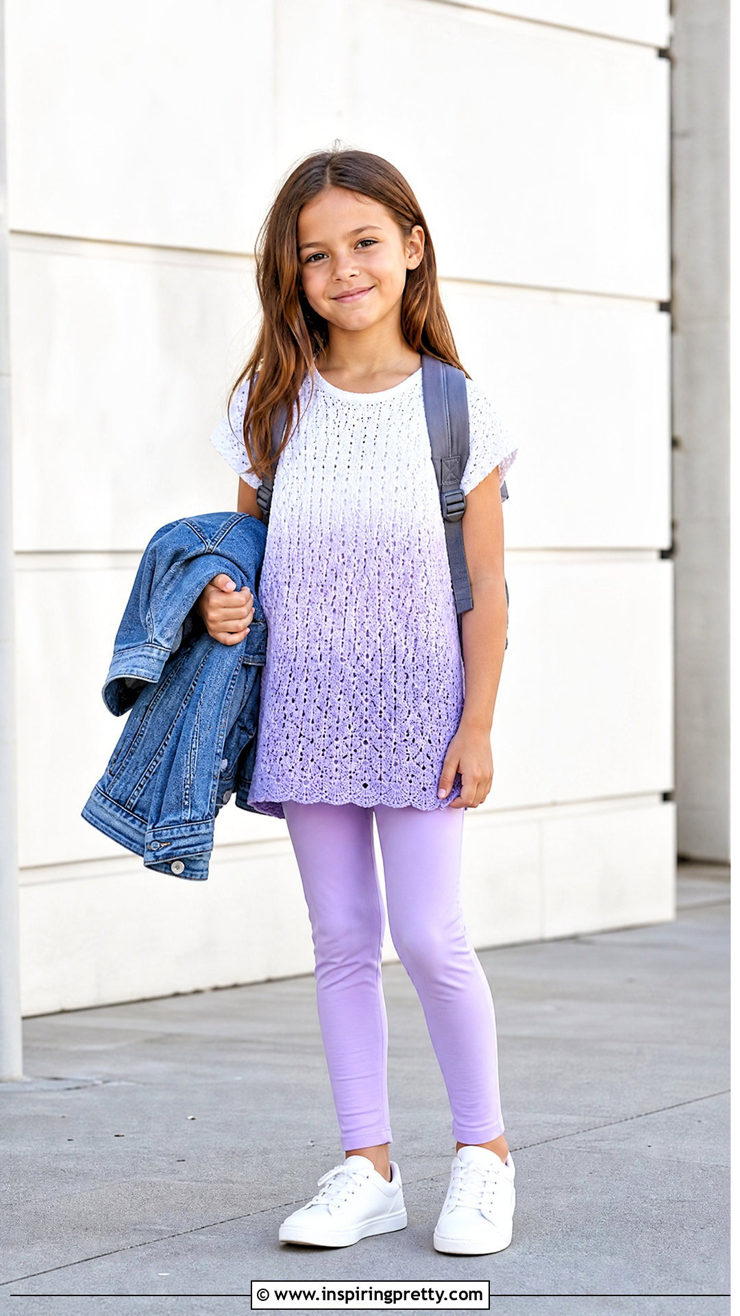 Crochet Ombre Top With Lavender Leggings - 50 crochet top for kids
