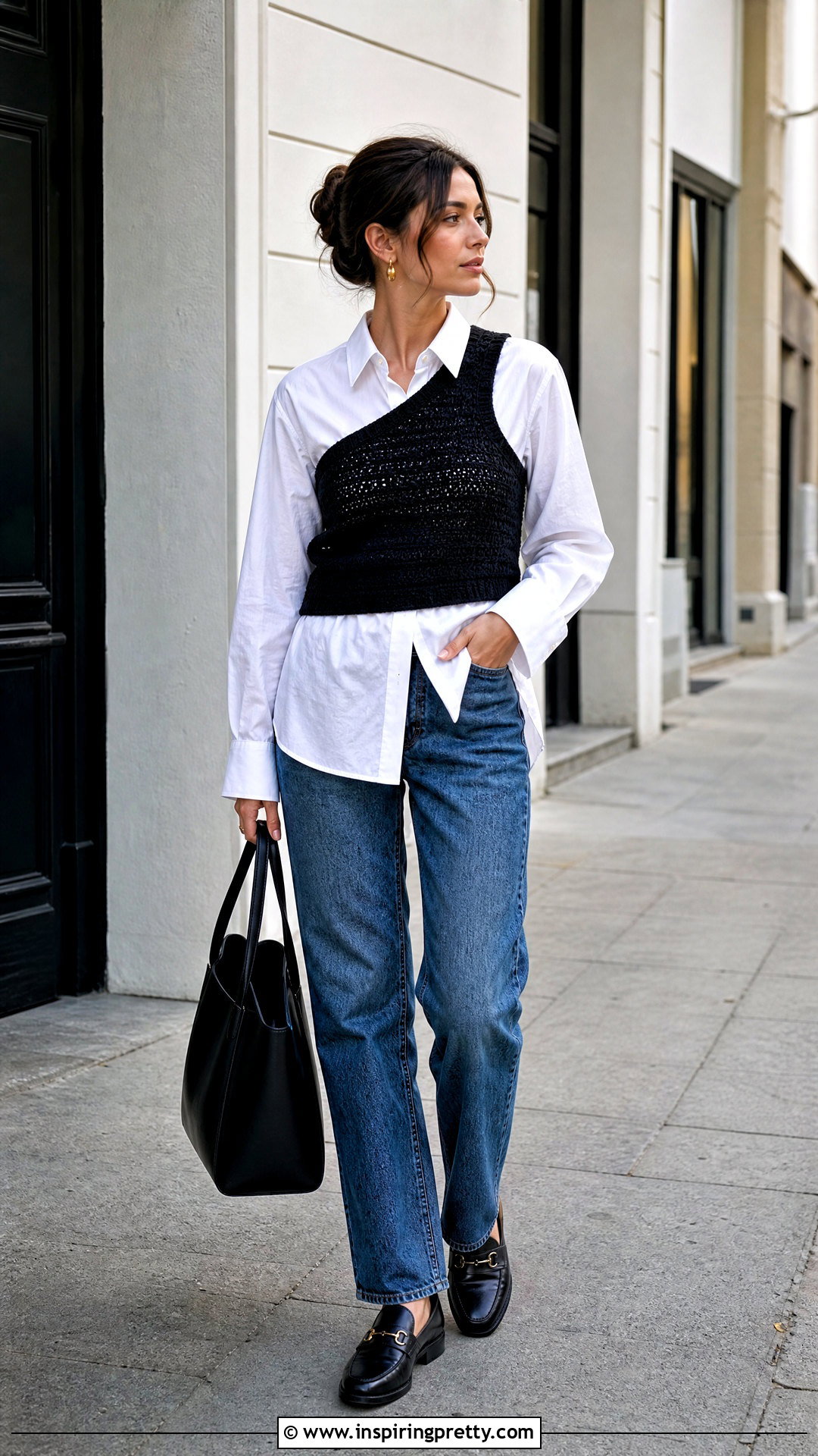 Crochet One Strap Top With Button Down Shirt And Jeans - 25 Crochet One Strap Top outfit ideas