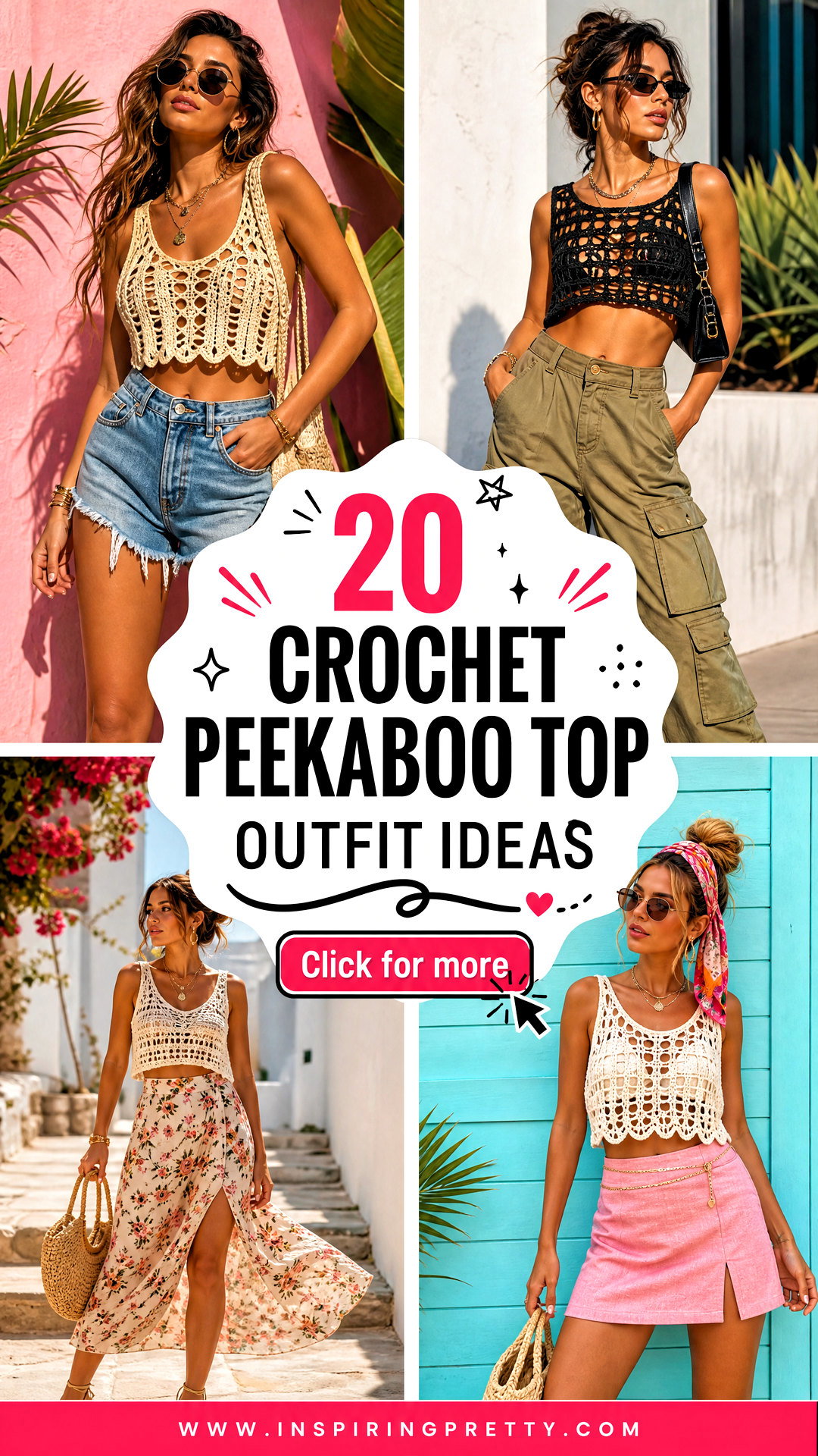 20 Crochet Peekaboo Top Outfit Ideas for Bold Summer Style - 20 Crochet Peekaboo Top Outfit Ideas for Bold Summer Style