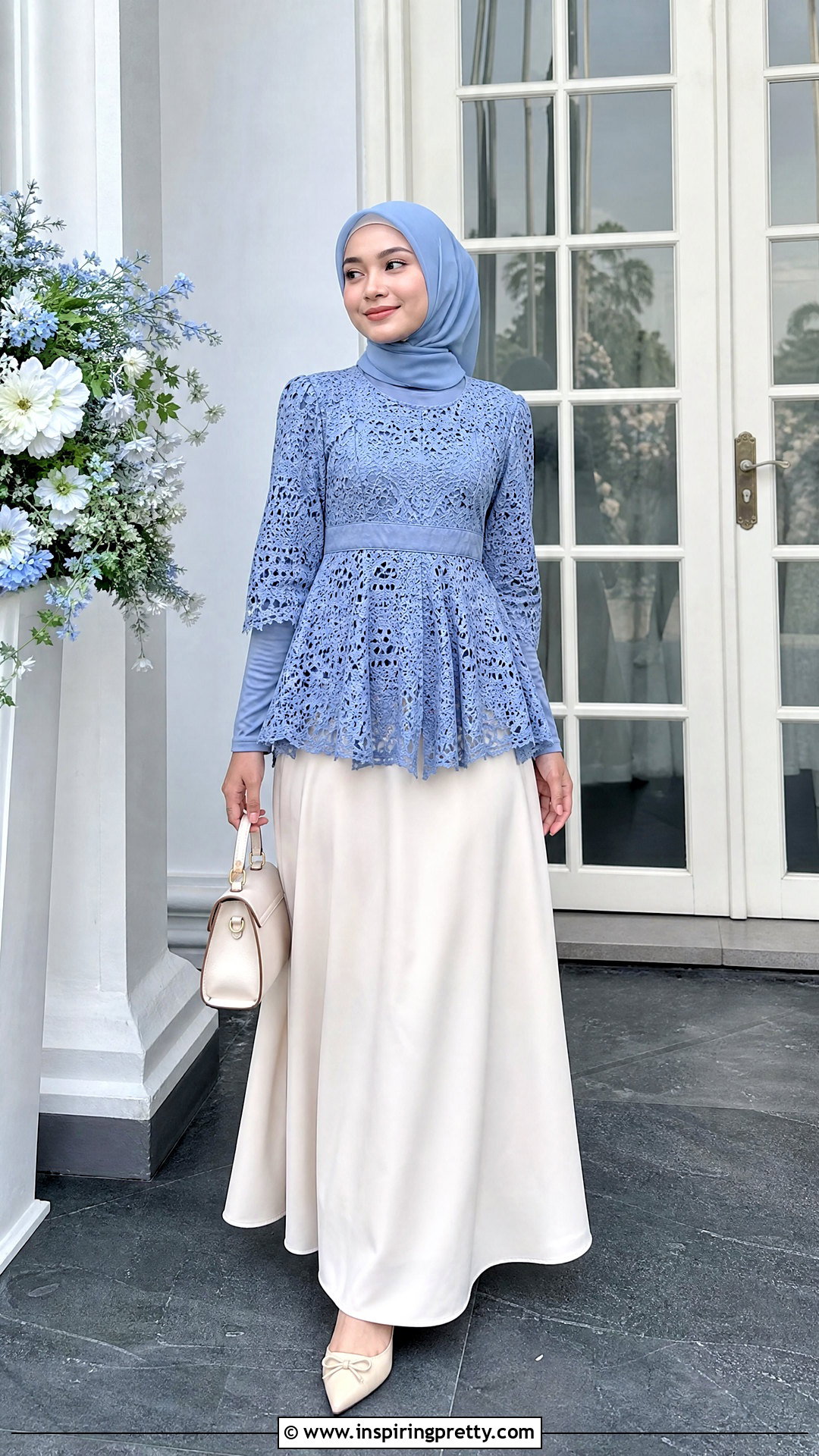 Crochet Peplum Top With An A Line Skirt - 25 crochet top hijabi outfit ideas