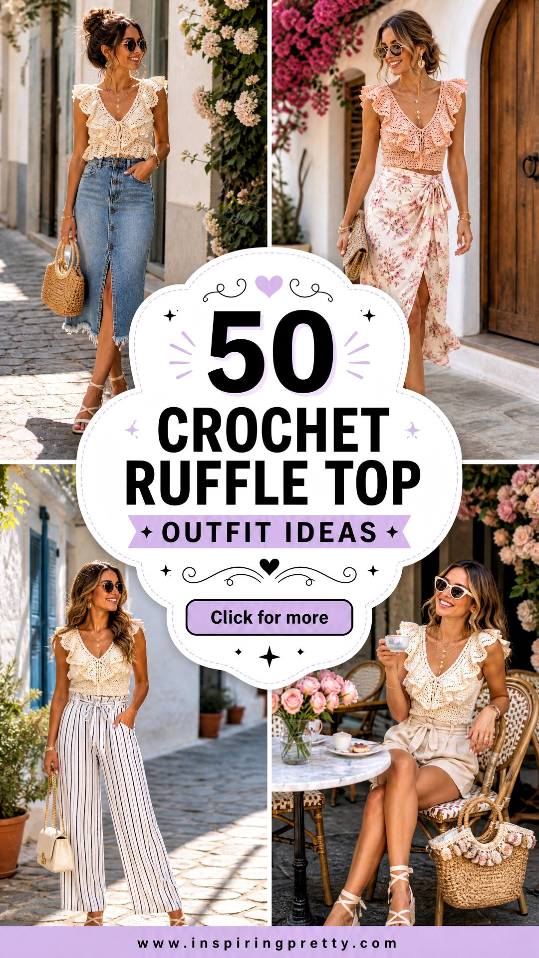 50 Crochet Ruffle Top Outfit Ideas for a Romantic Summer Wardrobe - 50 Crochet Ruffle Top Outfit Ideas for a Romantic Summer Wardrobe