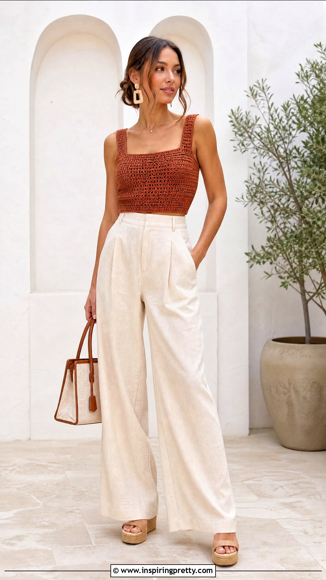 Crochet Square Neck Top With Palazzo Pants - 20 easy crochet tops for women