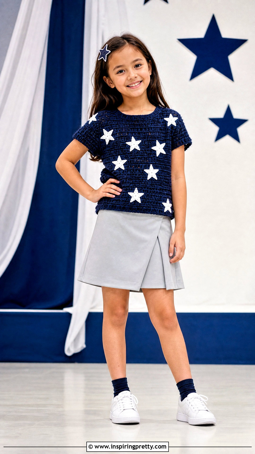 Crochet Star Top With Silver Skirt - 50 crochet top for kids