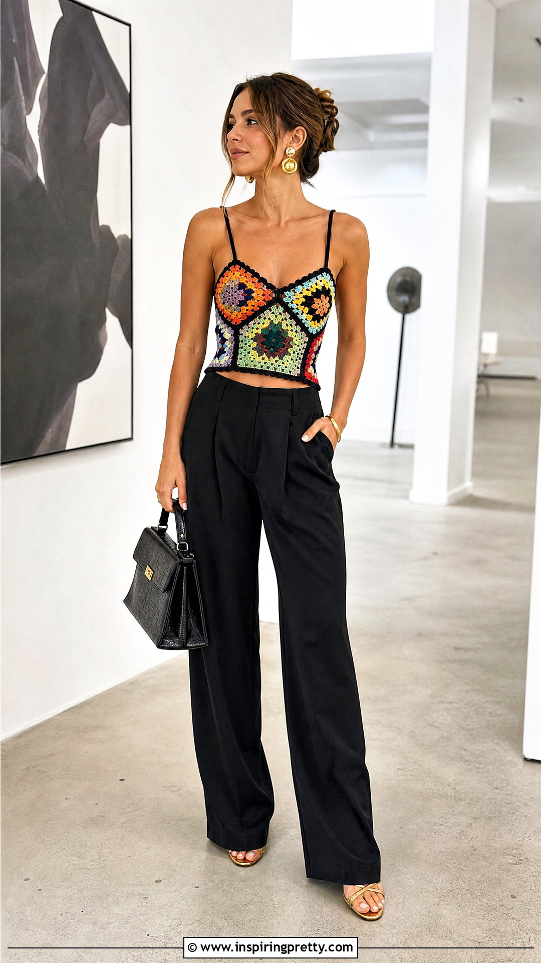 Crochet Strappy Top With Black Pants - 20 crochet strappy top outfit ideas