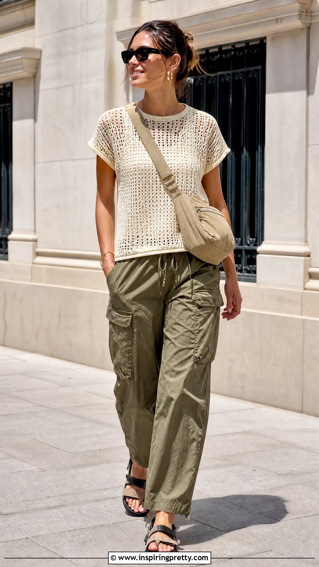 Crochet T Shirt With Cargo Pants - 50 tops de crochê verão ideas