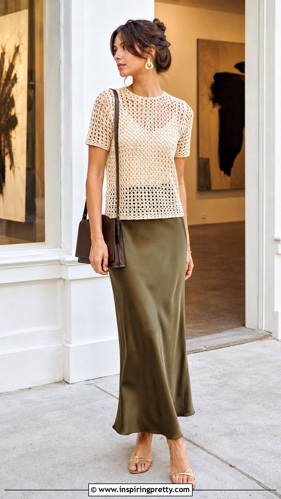 Crochet T Shirt With Slip Skirt - 50 summer crochet top outfit ideas