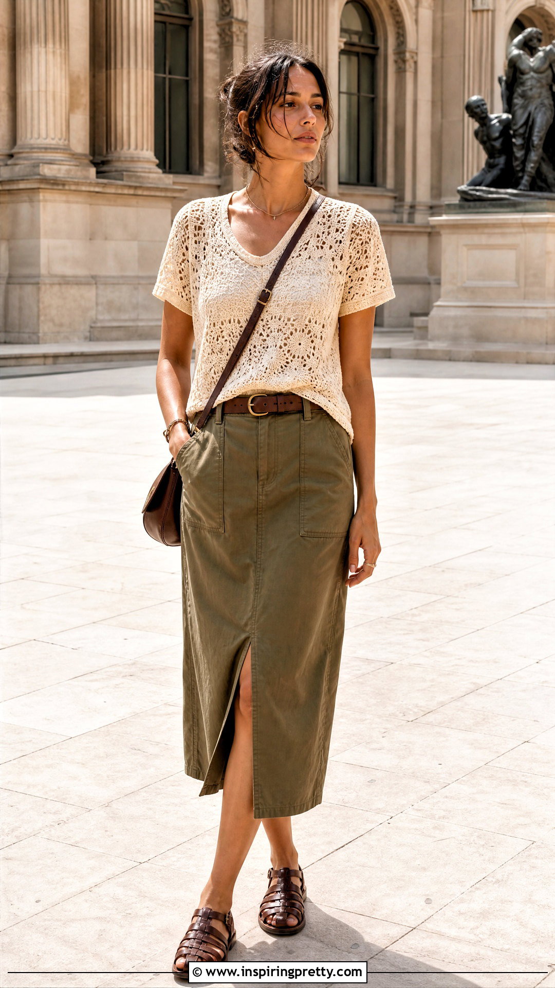Crochet T Shirt With Utility Skirt - 25 Crochet Top For Spring outfit ideas