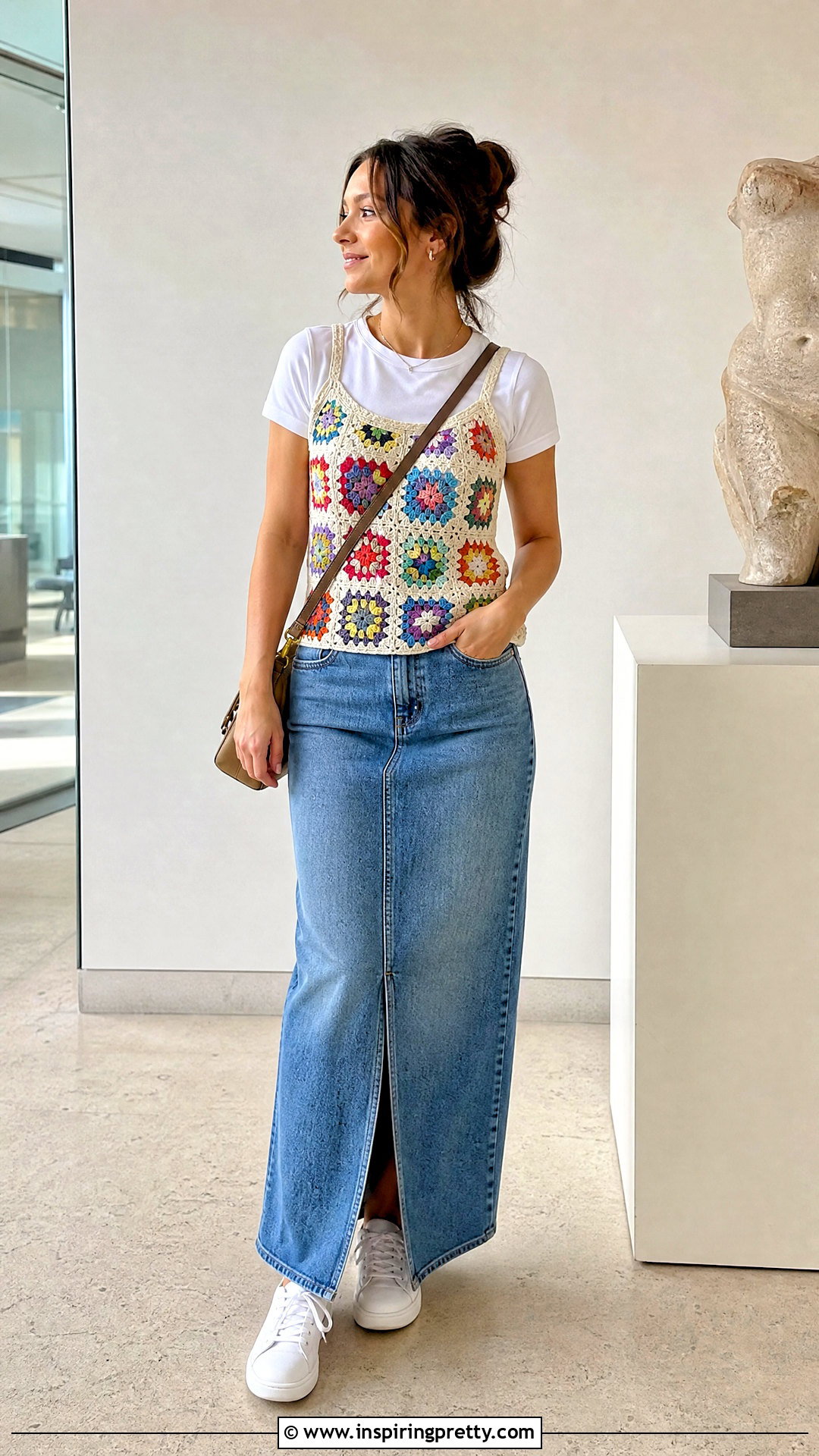 Crochet Tank Over A Fitted T Shirt - 50 crochet tops summer outfits