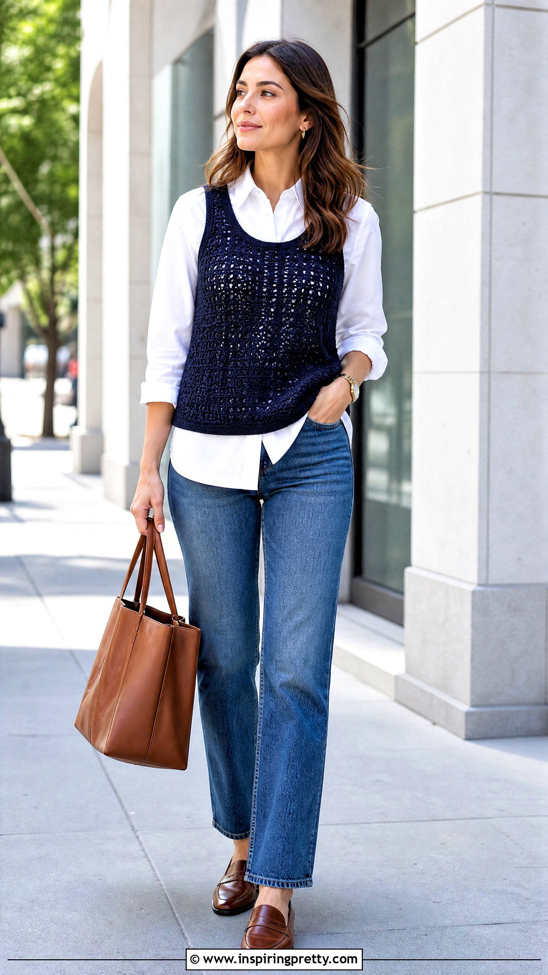 Crochet Tank Top With Button Down Shirt And Jeans - 50 crochet tank top outfit ideas