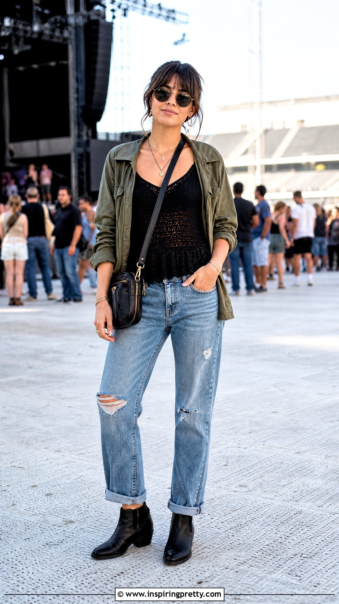 Crochet Tank Top With Distressed Jeans And Boots - 50 crochet tank top outfit ideas