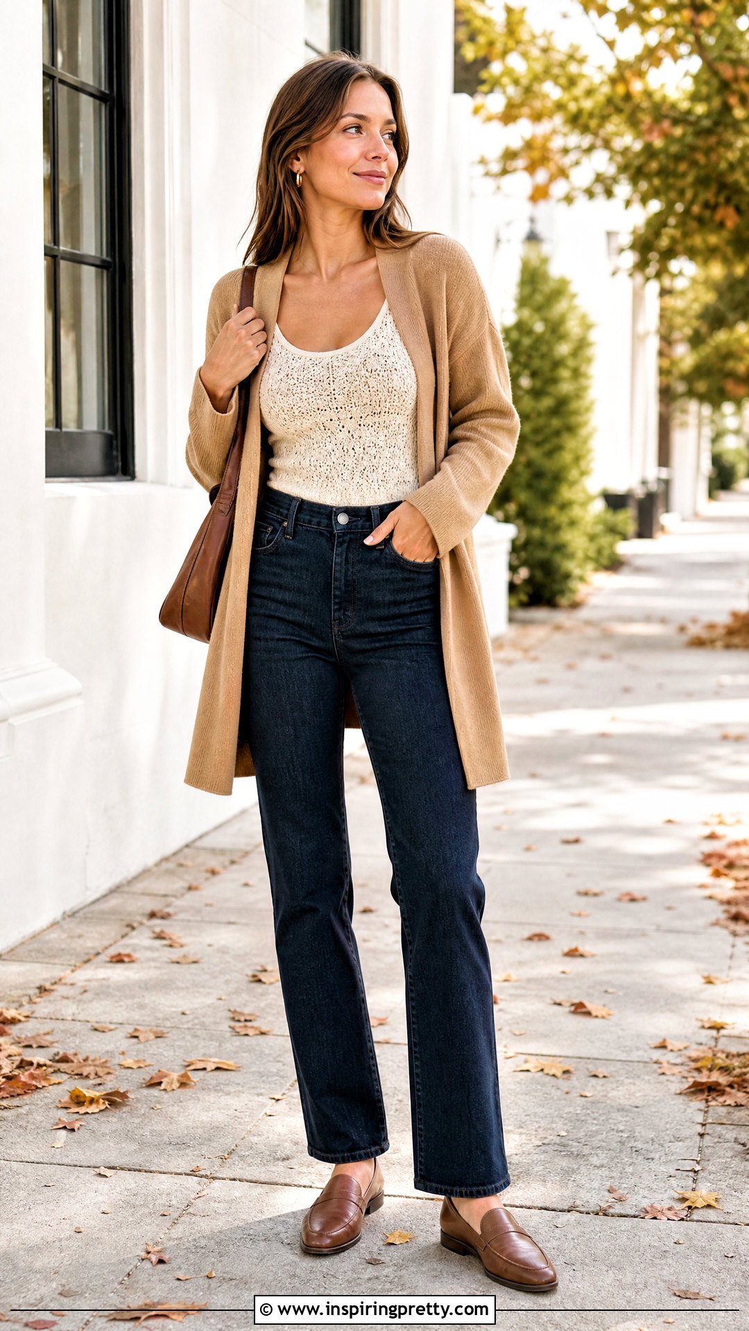 Crochet Tank Top With a Cardigan and Jeans - 50 crochet tank tops outfit ideas