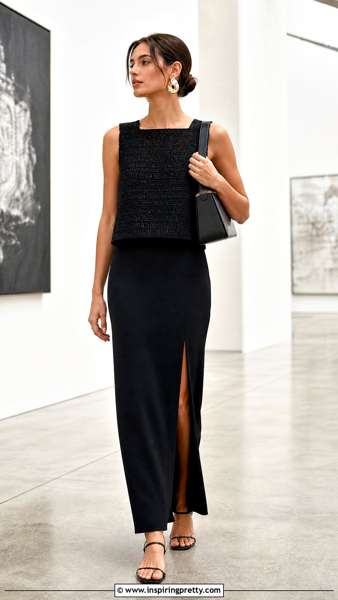 Crochet Tank Top With a Column Maxi Skirt - 50 crochet tank tops outfit ideas