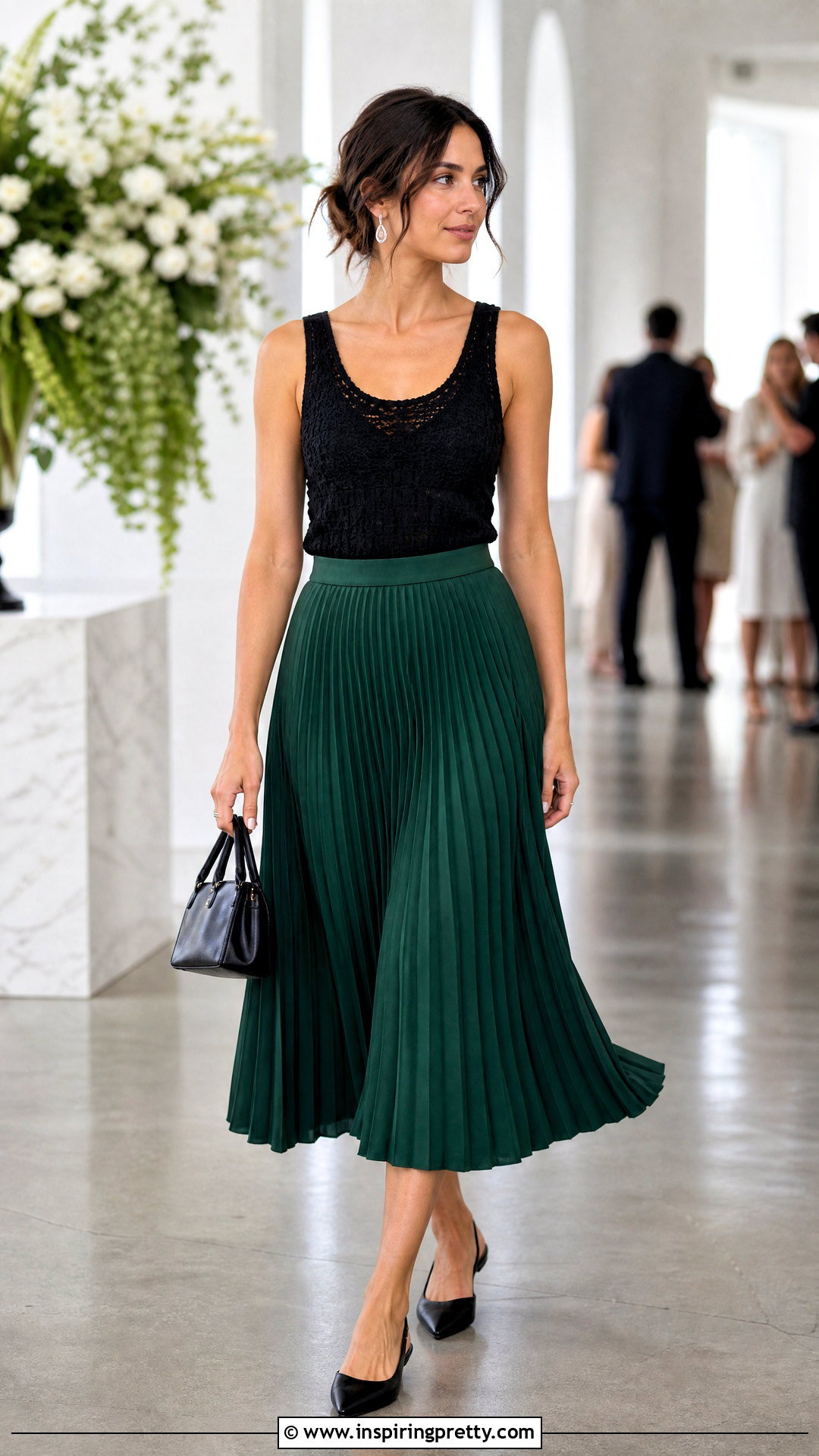 Crochet Tank Top With a Pleated Midi Skirt - 50 crochet tank tops outfit ideas
