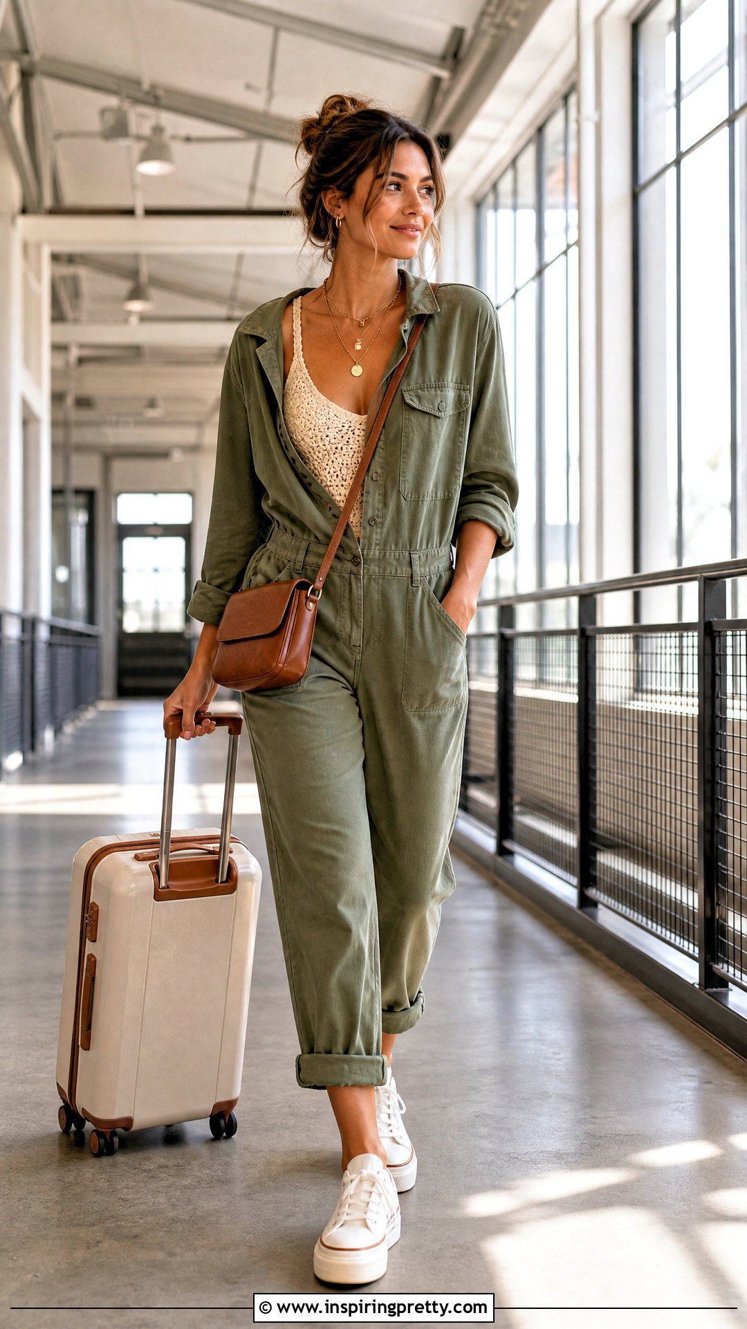 Crochet Tank Top With a Utility Jumpsuit - 50 crochet tank tops outfit ideas