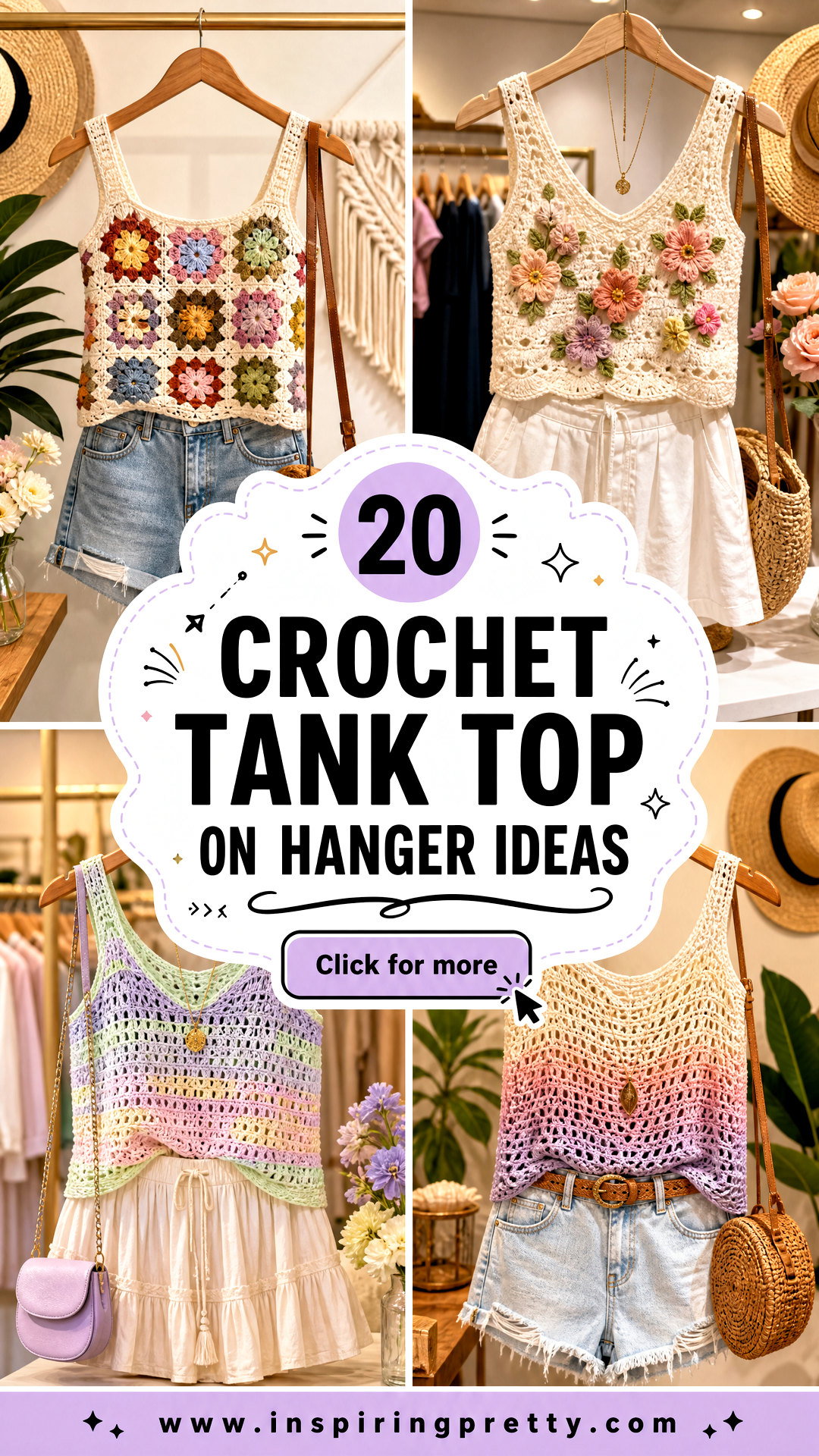 20 Crochet Tank Top on Hanger Ideas for Boutique Displays - 20 Crochet Tank Top on Hanger Ideas for Boutique Displays