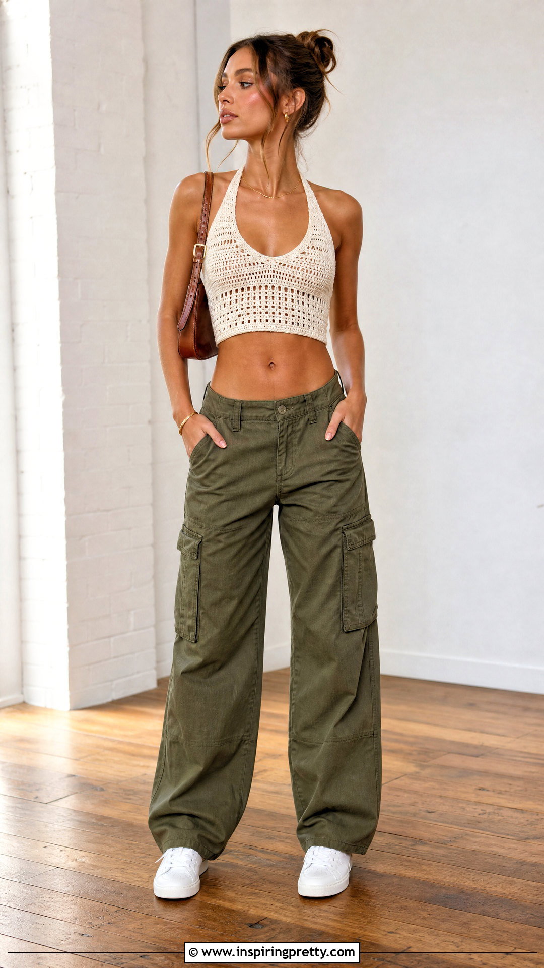 Crochet Top And Cargo Pants Outfit - 20 crochet top on wooden floor outfit ideas