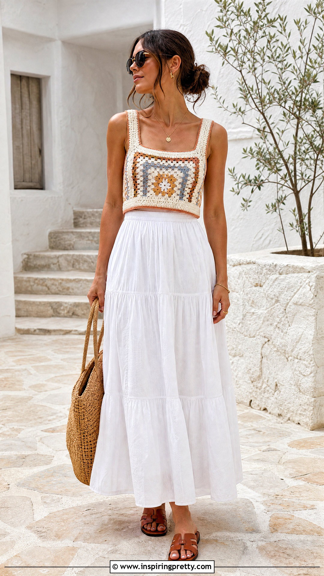 Crochet Top And Cotton Maxi Skirt Outfit - 50 skirt and top outfits