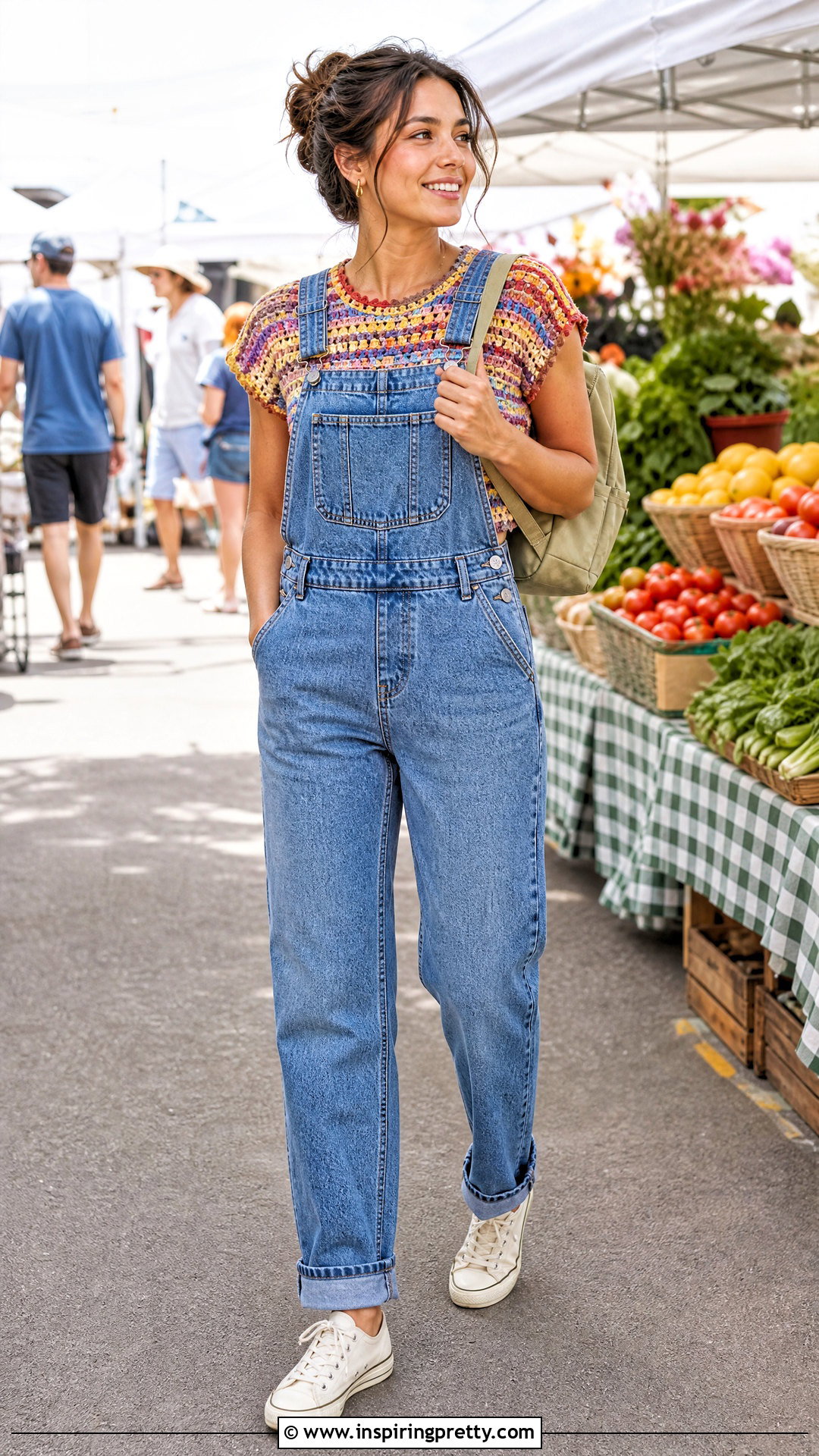 Crochet Top Under Denim Overalls - 50 crochet top ideas