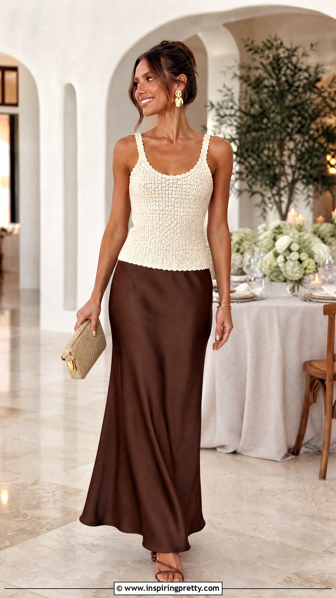 Crochet Top With Bias Cut Maxi Skirt - 50 crochet summer tops outfit ideas