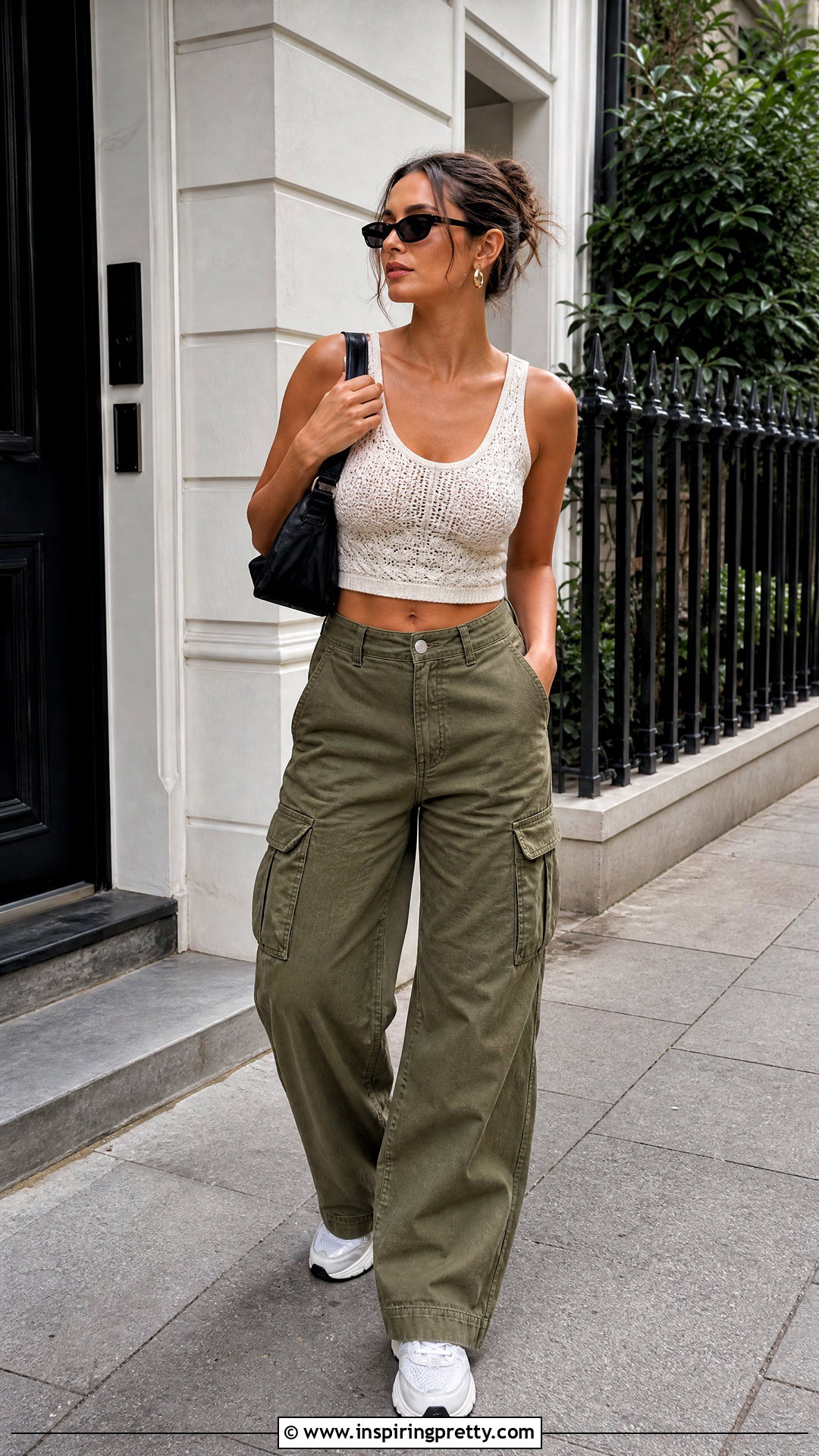 Crochet Top With Cargo Pants - 20 top de crochet para mujer outfit ideas