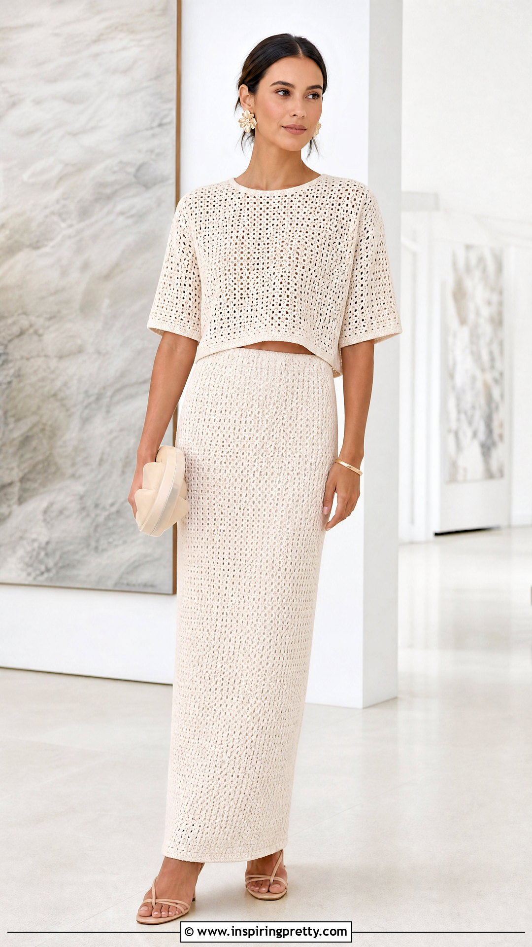 Crochet Top With Column Maxi Skirt - 50 top de crochê outfit ideas