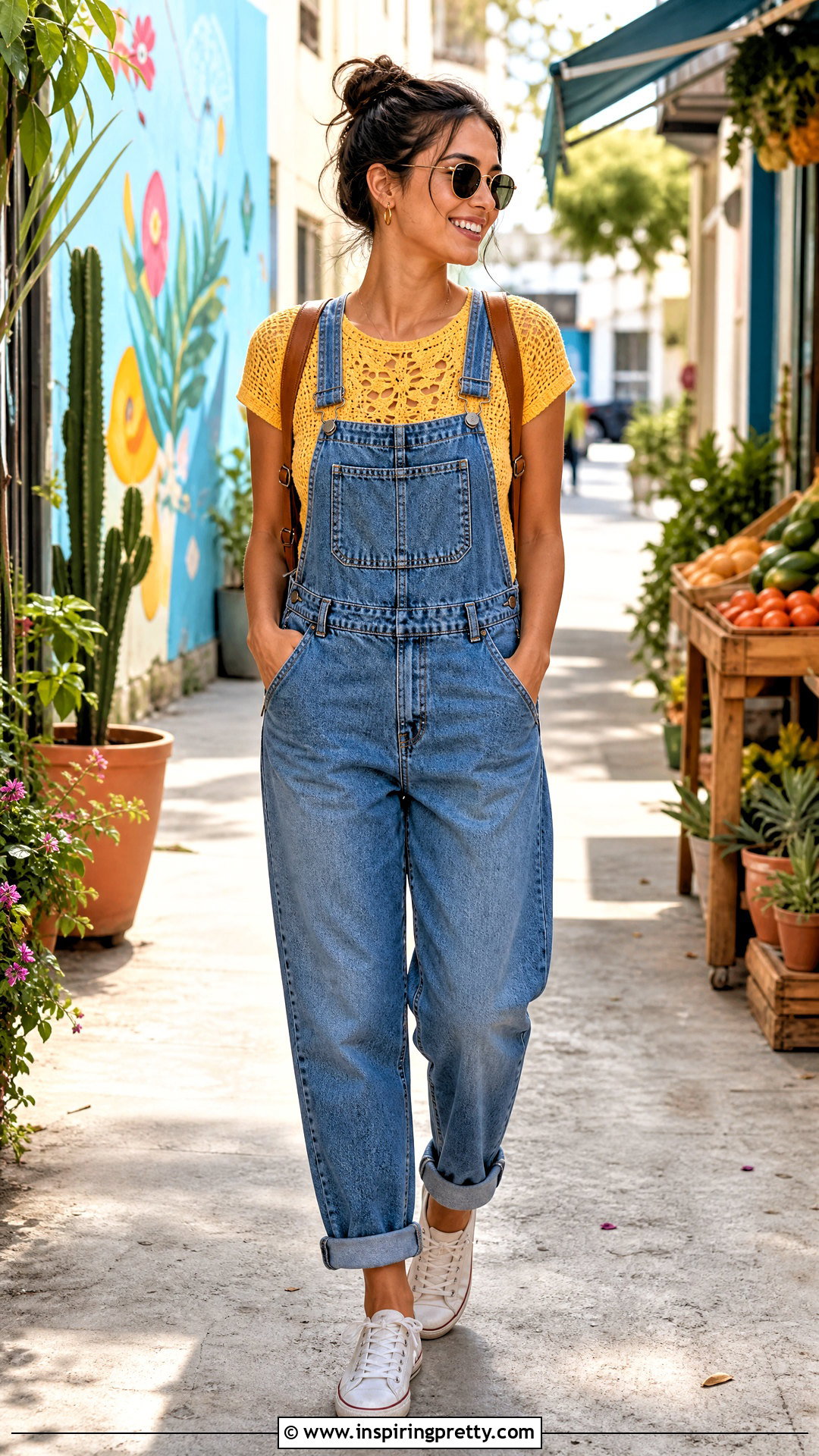 Crochet Top With Denim Overalls - 50 crochet top summer outfits