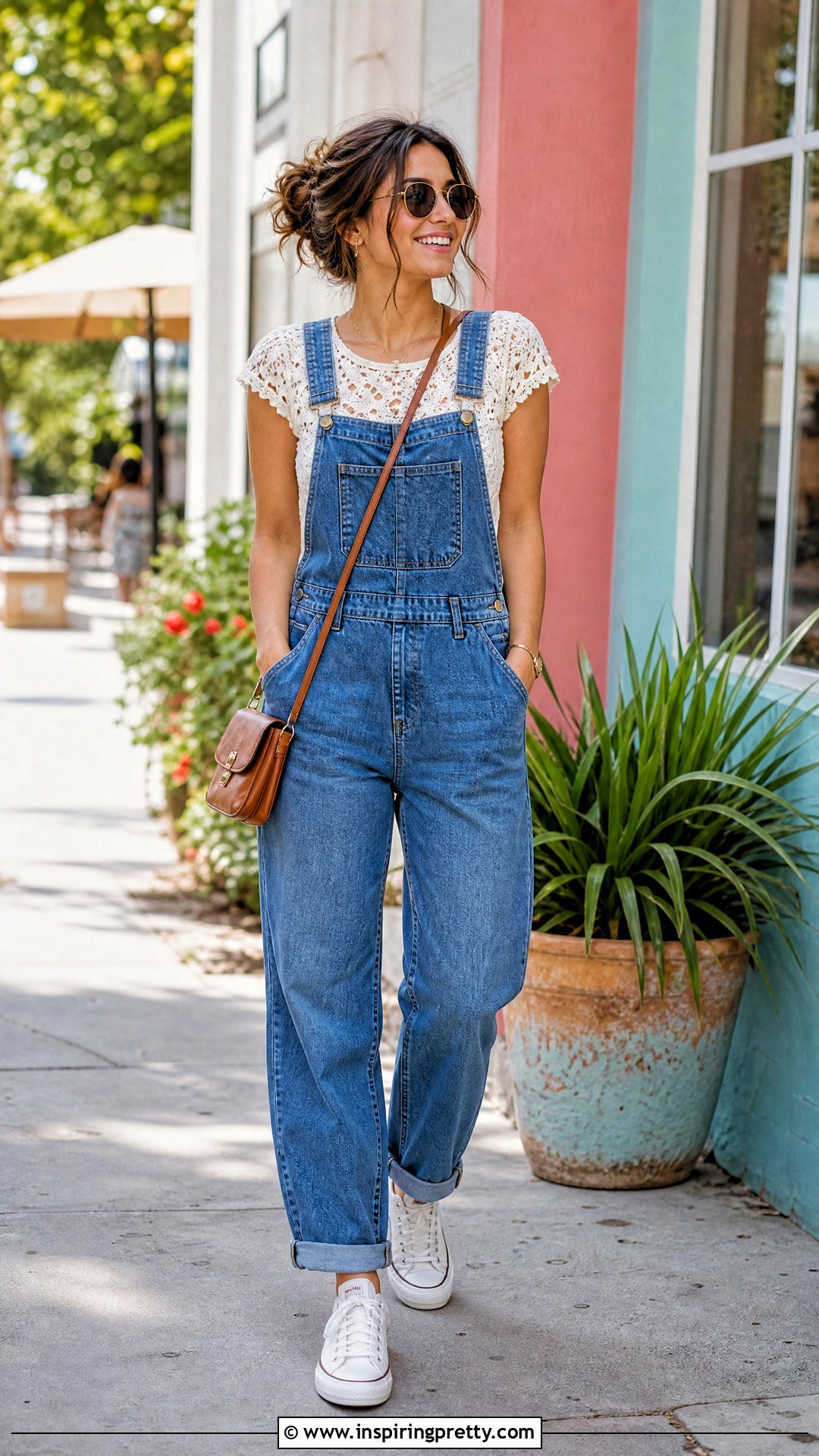 Crochet Top With Denim Overalls - 50 trendy crochet tops outfit ideas