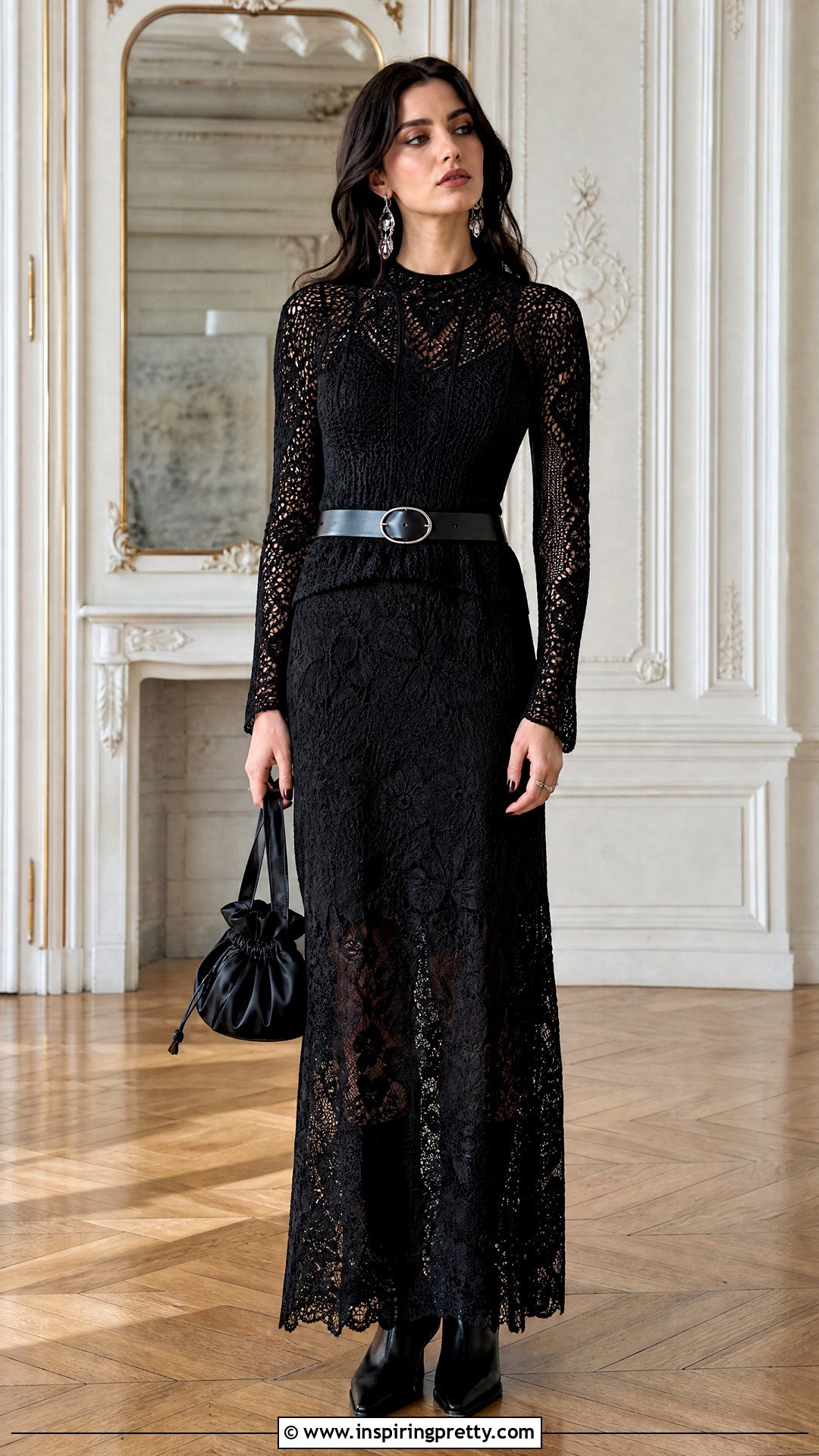 Crochet Top With Lace Maxi Skirt - 50 goth crochet top outfit ideas
