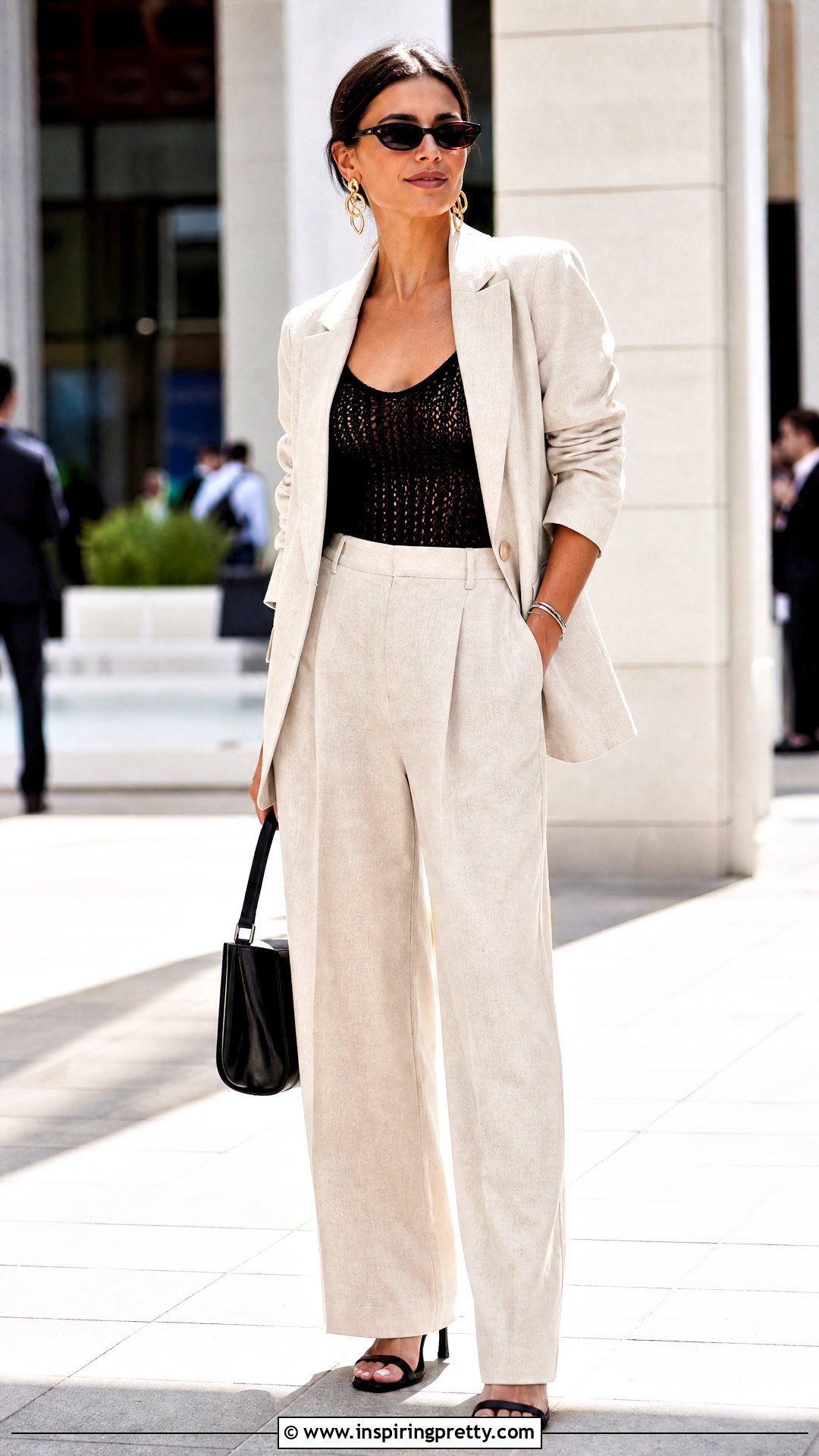 Crochet Top With Linen Suit - 50 tops de crochê verão ideas