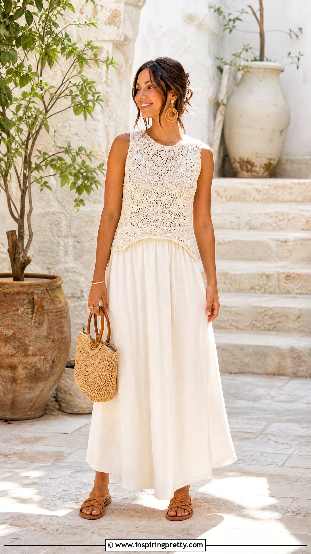 Crochet Top With Maxi Skirt - 50 unique tops outfit ideas