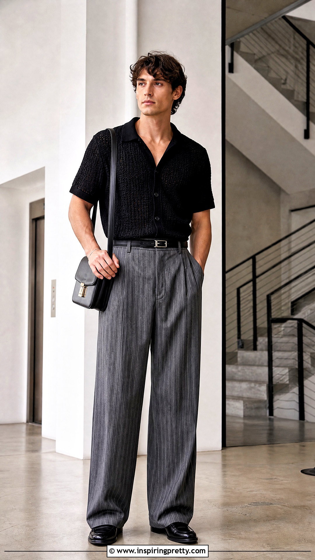 Crochet Top With Pinstripe Pants - 50 crochet top for men outfit ideas